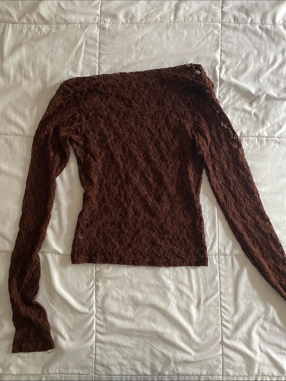 Wine Mesh Long-Sleeve Women's Top